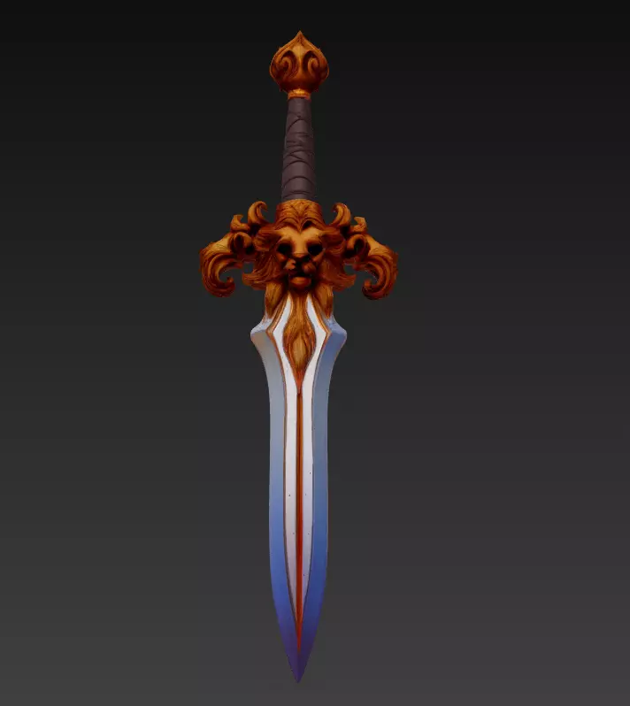 Lion Fang Dagger - Ornate Fantasy Short Blade Sculpture 3D model_0