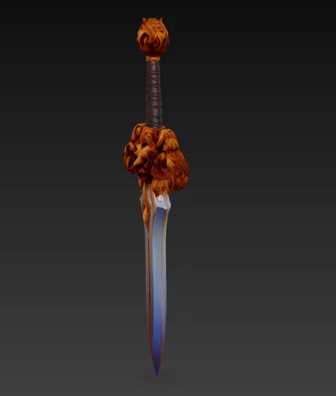 Lion Fang Dagger - Ornate Fantasy Short Blade Sculpture 3D model_4