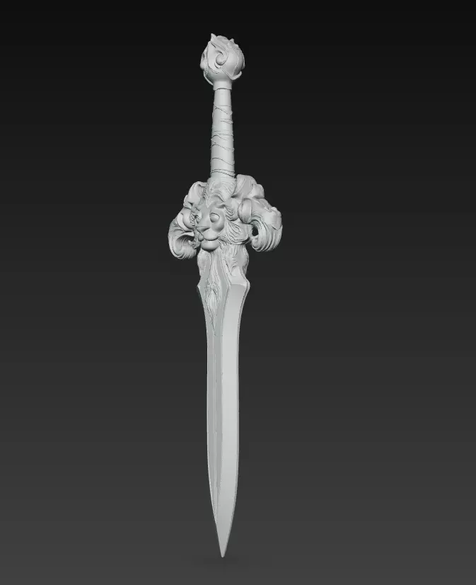 Lion Fang Dagger - Ornate Fantasy Short Blade Sculpture 3D model_9