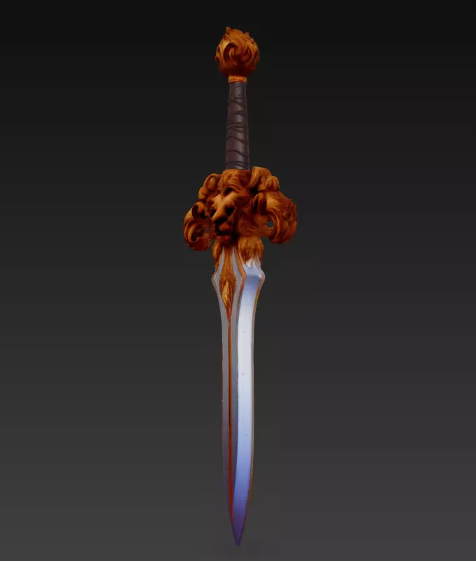 Lion Fang Dagger - Ornate Fantasy Short Blade Sculpture 3D model_1