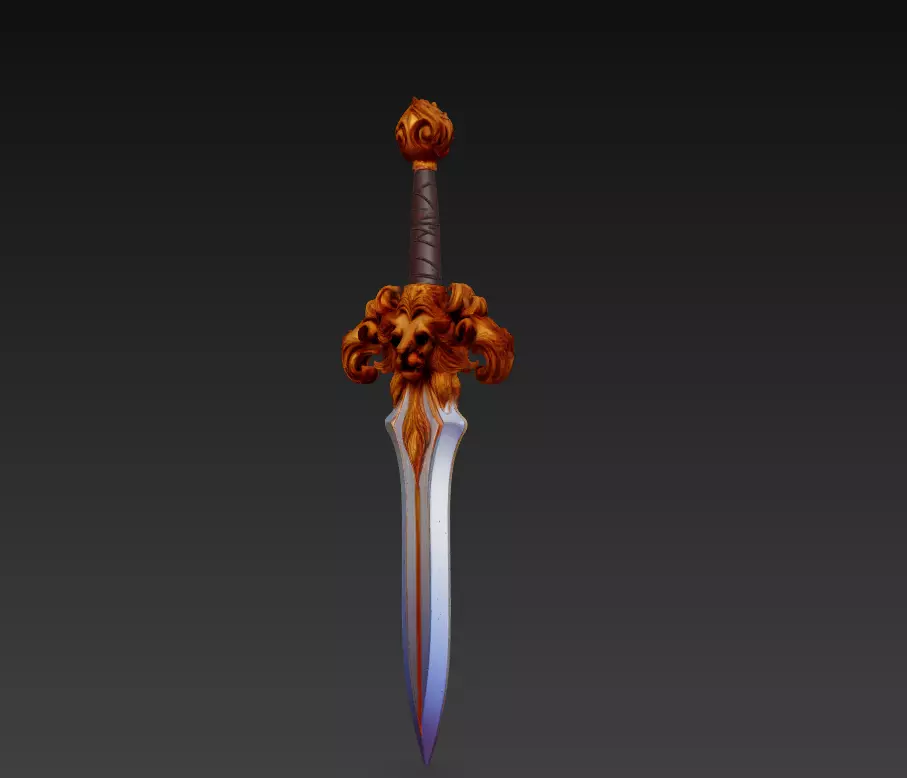 Lion Fang Dagger - Ornate Fantasy Short Blade Sculpture 3D model_6