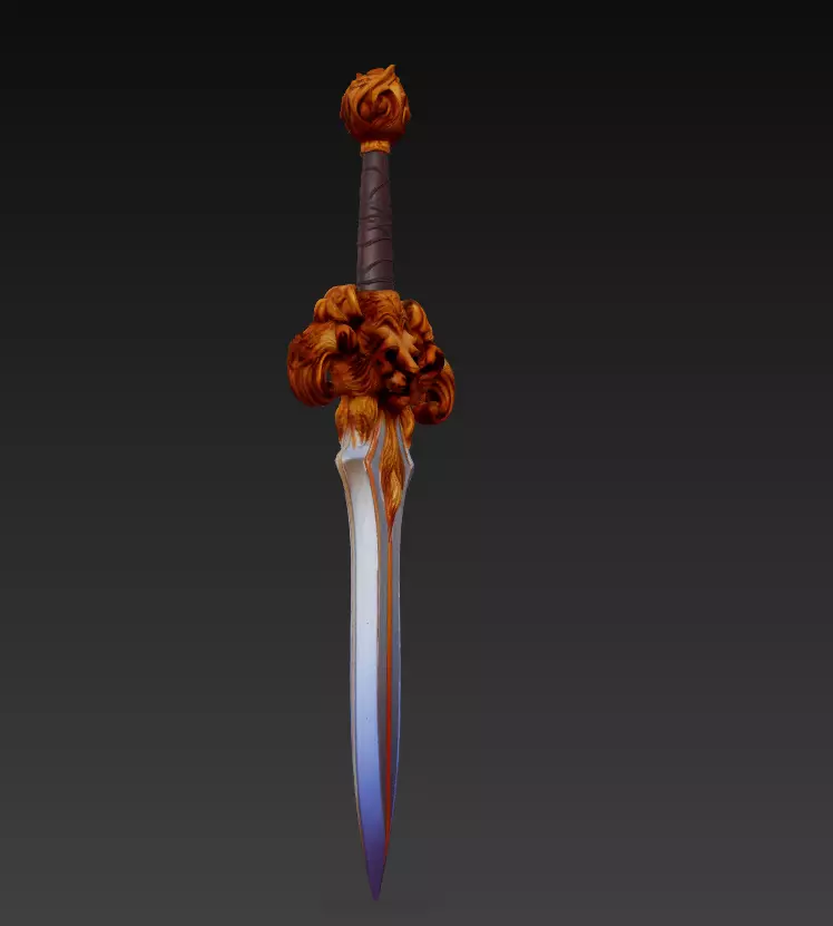 Lion Fang Dagger - Ornate Fantasy Short Blade Sculpture 3D model_3