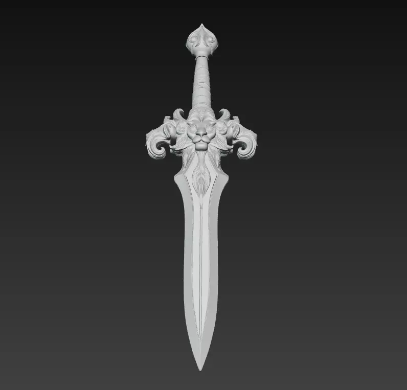 Lion Fang Dagger - Ornate Fantasy Short Blade Sculpture 3D model_10