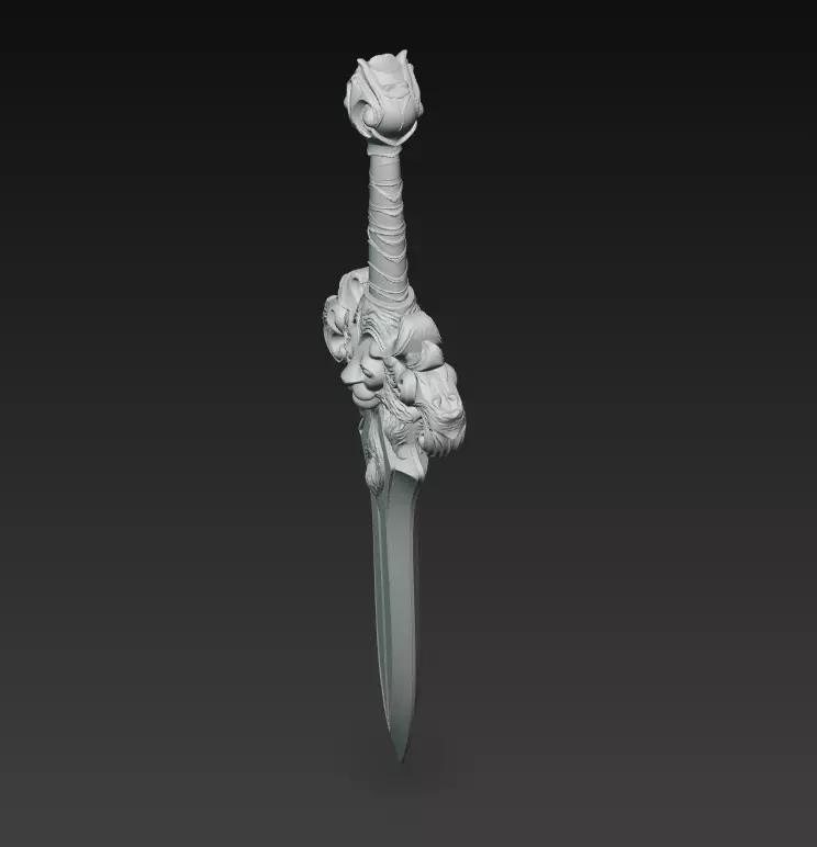 Lion Fang Dagger - Ornate Fantasy Short Blade Sculpture 3D model_8