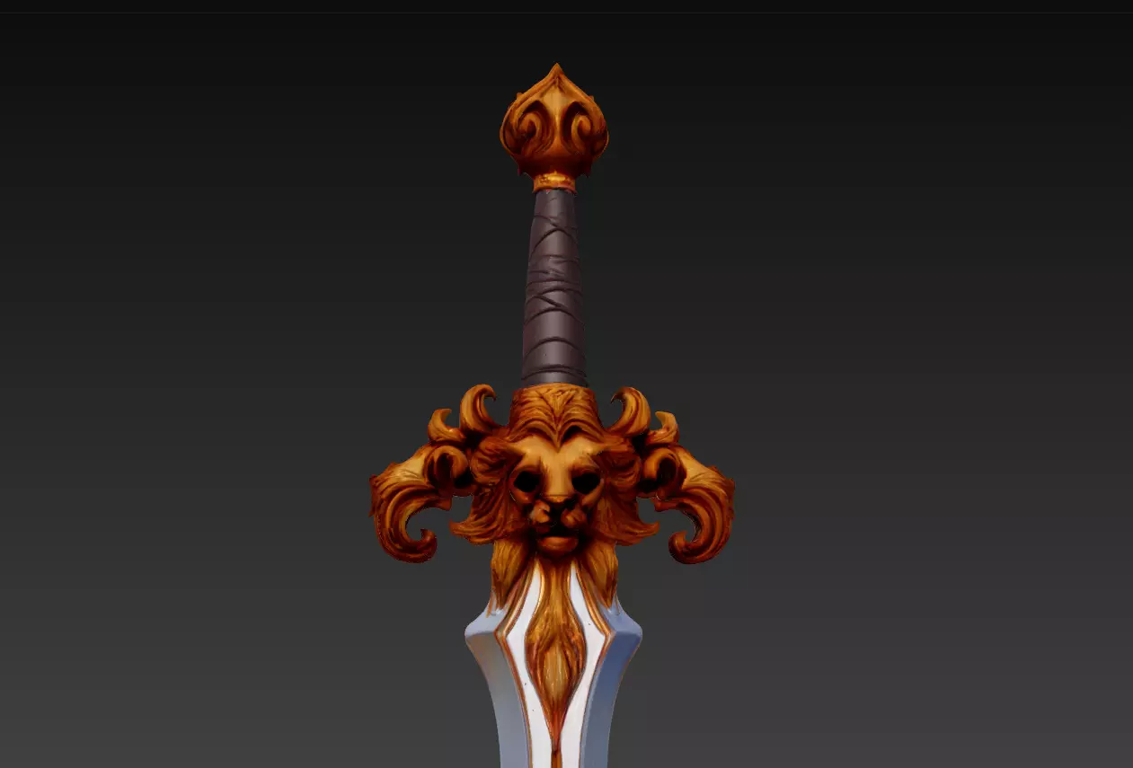 Lion Fang Dagger - Ornate Fantasy Short Blade Sculpture 3D model_2