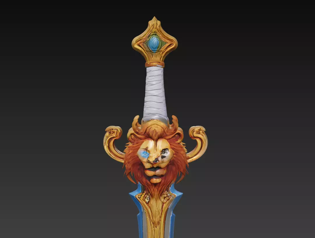 Lionheart Blade - Regal Fantasy Sword Sculpture 3D model_5