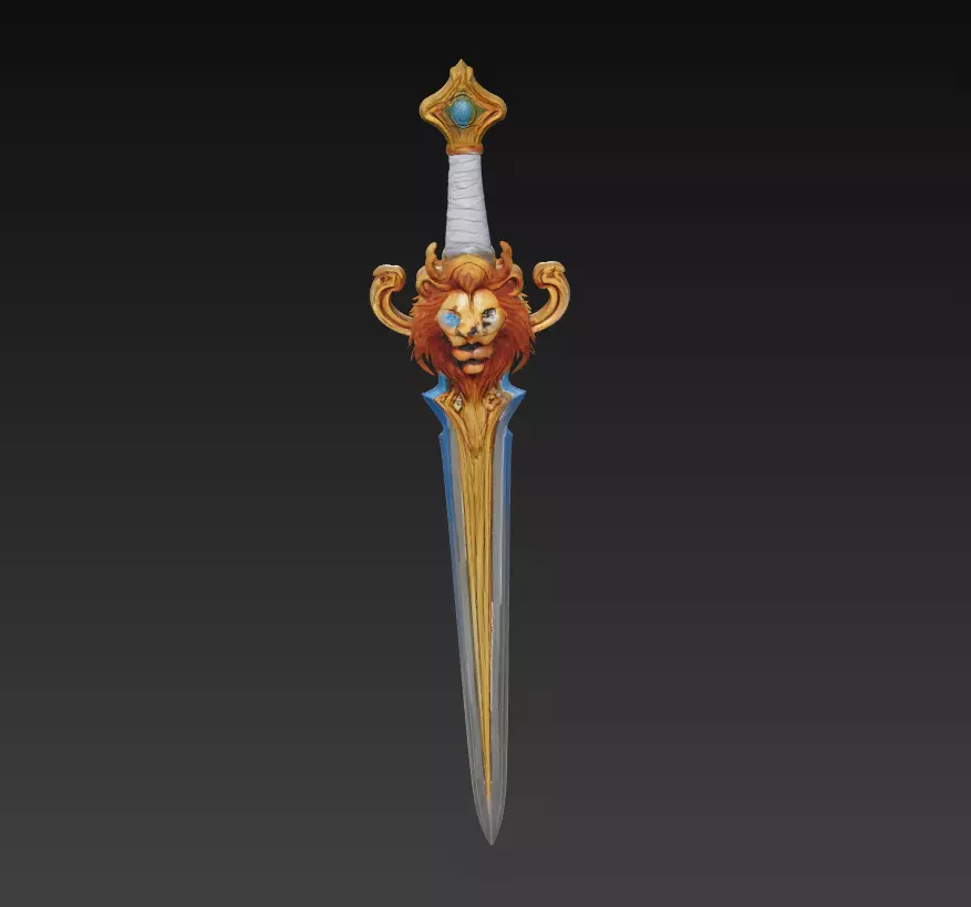 Lionheart Blade - Regal Fantasy Sword Sculpture 3D model_0