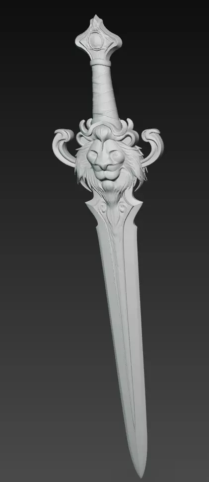 Lionheart Blade - Regal Fantasy Sword Sculpture 3D model_7