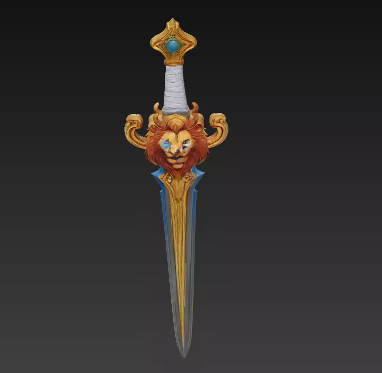 Lionheart Blade - Regal Fantasy Sword Sculpture 3D model_3