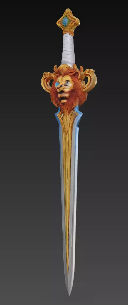 Lionheart Blade - Regal Fantasy Sword Sculpture 3D model_2