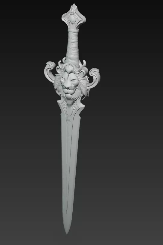 Lionheart Blade - Regal Fantasy Sword Sculpture 3D model_9