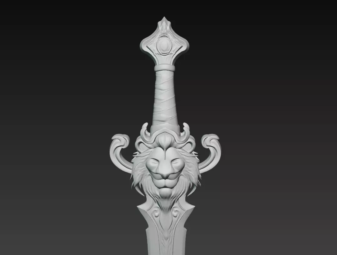 Lionheart Blade - Regal Fantasy Sword Sculpture 3D model_8