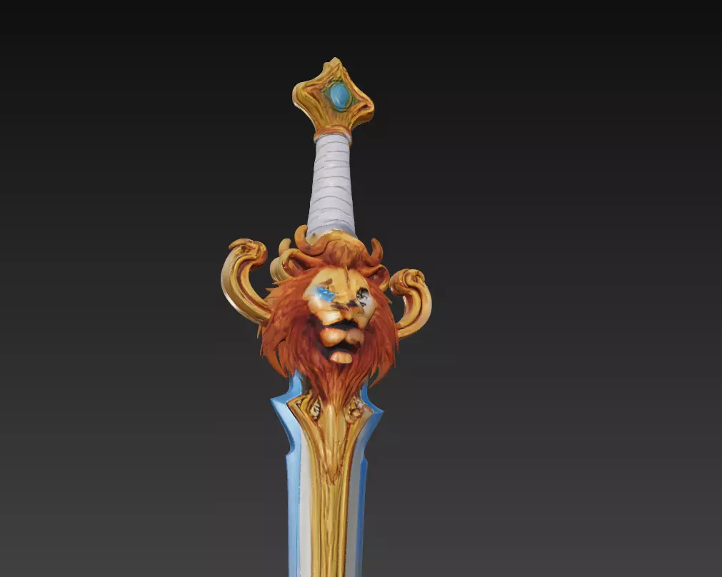Lionheart Blade - Regal Fantasy Sword Sculpture 3D model_1