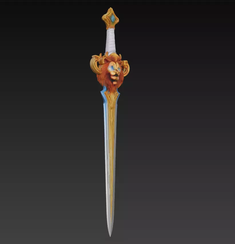 Lionheart Blade - Regal Fantasy Sword Sculpture 3D model_4