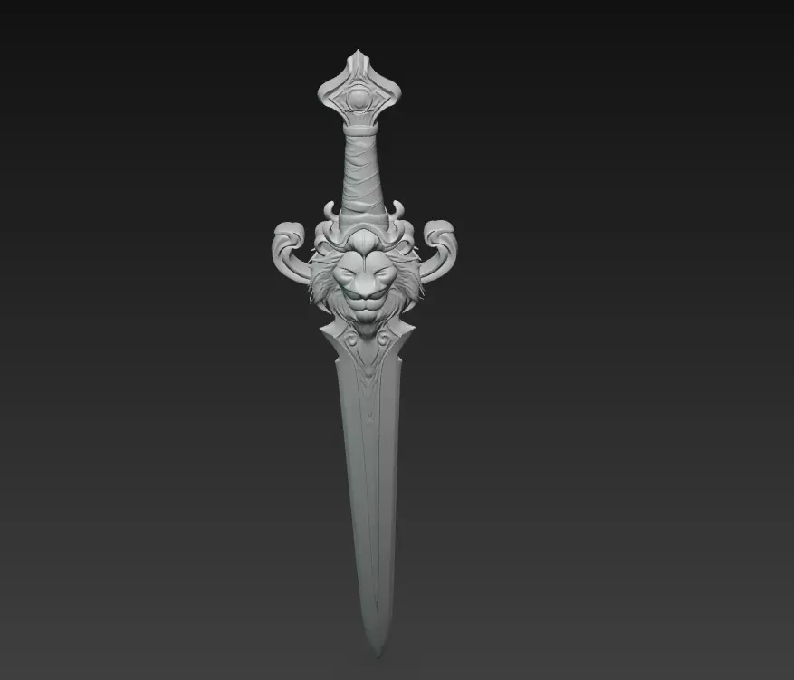 Lionheart Blade - Regal Fantasy Sword Sculpture 3D model_6