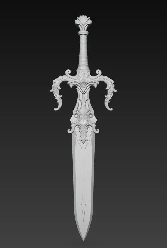 Royal Guardian Sword - Ornate Fantasy Weapon Sculpture 3D model_8