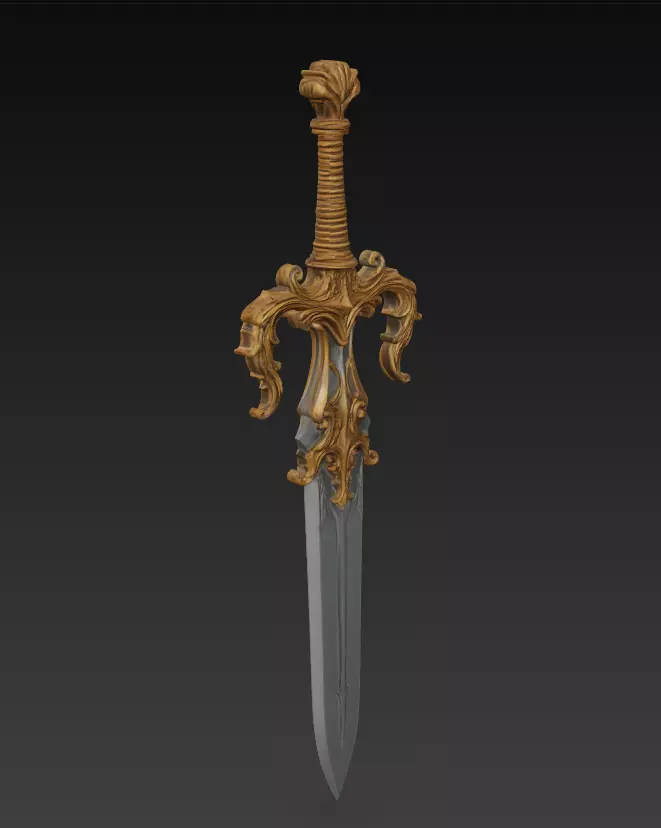 Royal Guardian Sword - Ornate Fantasy Weapon Sculpture 3D model_1