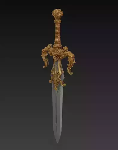 Royal Guardian Sword - Ornate Fantasy Weapon Sculpture 3D model