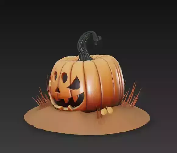 Classic Jack Pumpkin - Stylized Halloween Sculpture