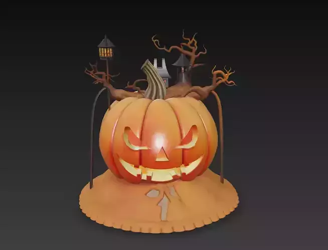 Haunted Pumpkin House - Stylized Halloween Sculpture 3D print model Haunted Pumpkin House - Stylized Halloween Sculpture 3D print model