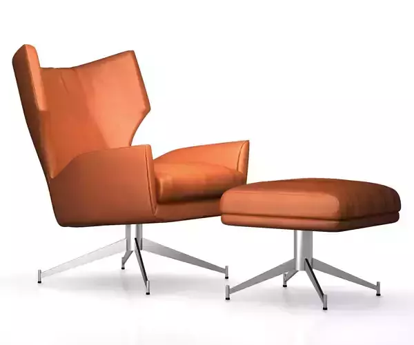 Hemming Leather Swivel Armchair by West Elm 3D model