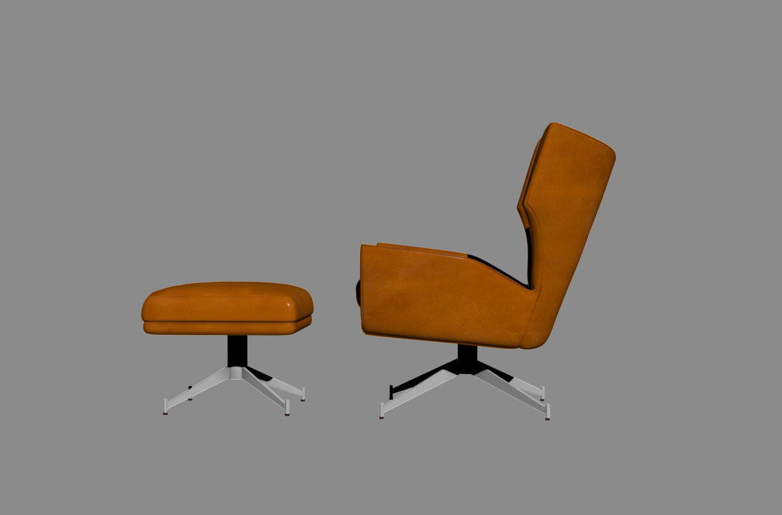 Hemming Leather Swivel Armchair by West Elm 3D model_7