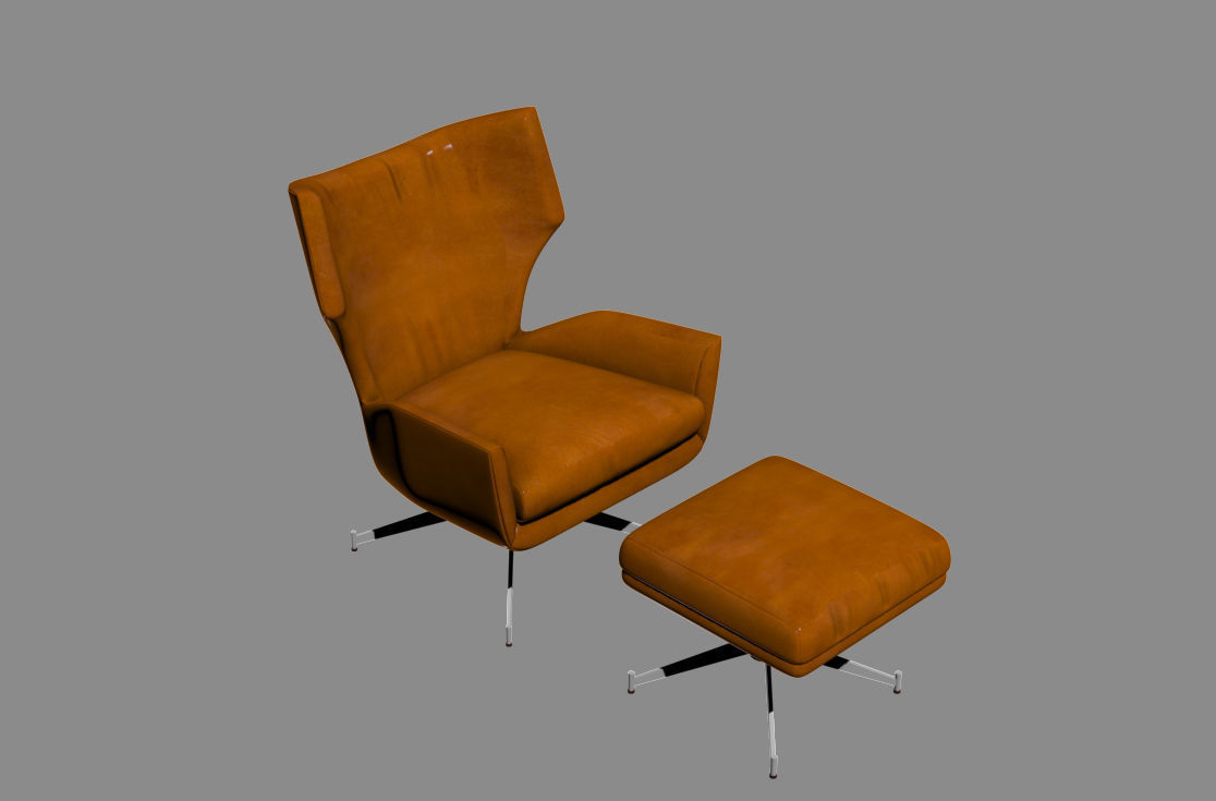Hemming Leather Swivel Armchair by West Elm 3D model_9