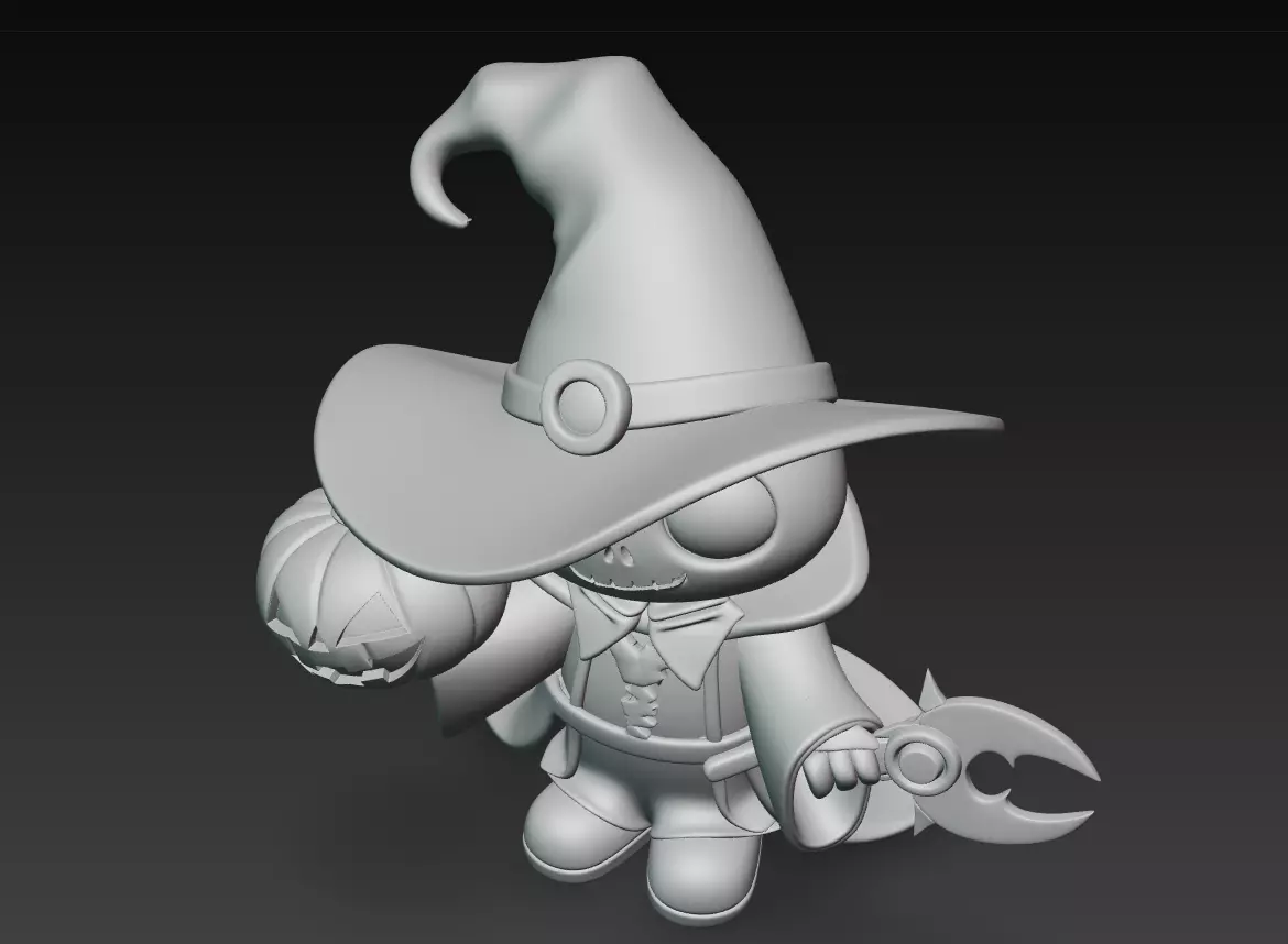 Pumpkin Wizard - Stylized Halloween Skeleton Character 3D print model_9