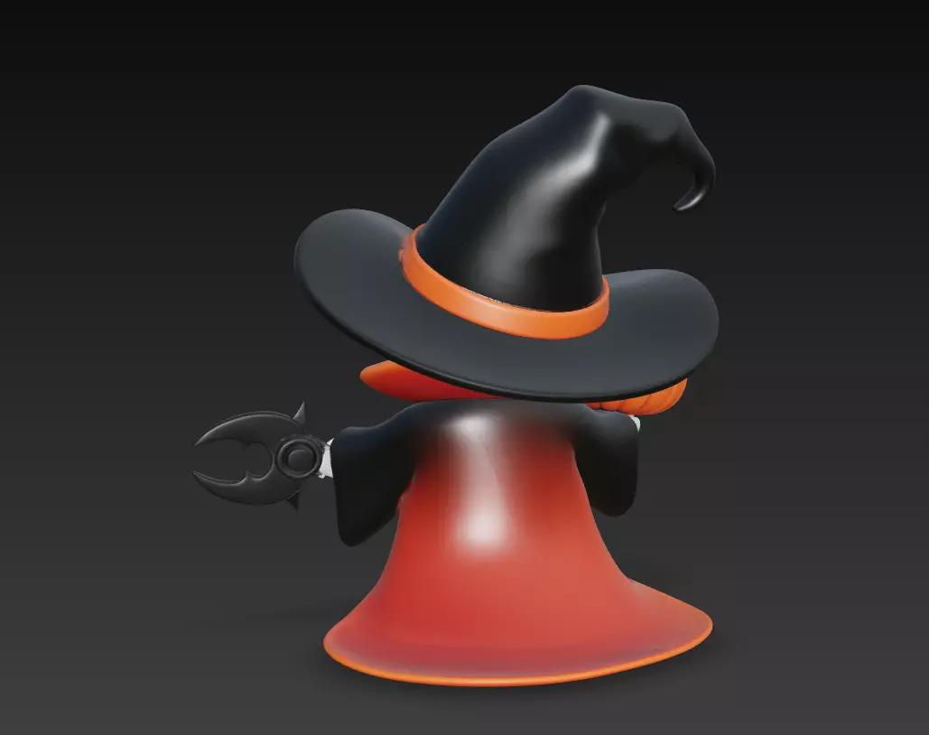 Pumpkin Wizard - Stylized Halloween Skeleton Character 3D print model_4