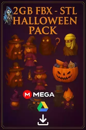 2 GB Halloween Character Pack  STL  FBX Format 3D Printable 