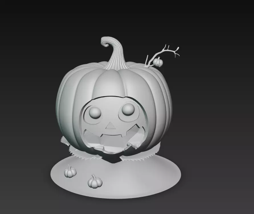 Cheerful Pumpkin Lamp - Stylized Halloween Sculpture 3D print model_6