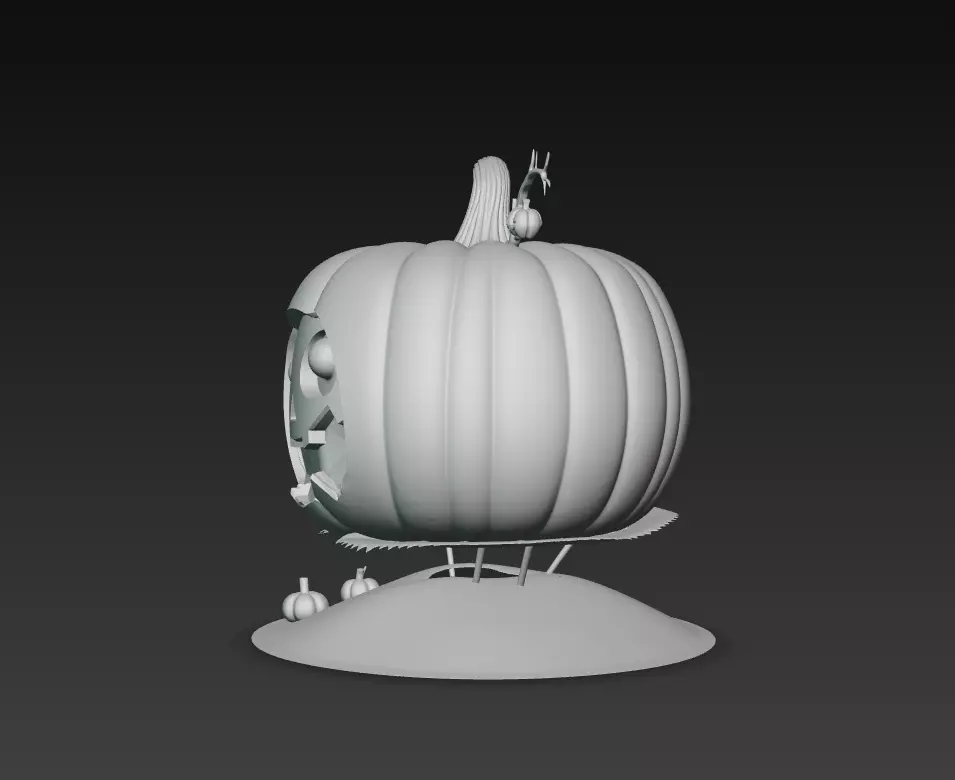 Cheerful Pumpkin Lamp - Stylized Halloween Sculpture 3D print model_9