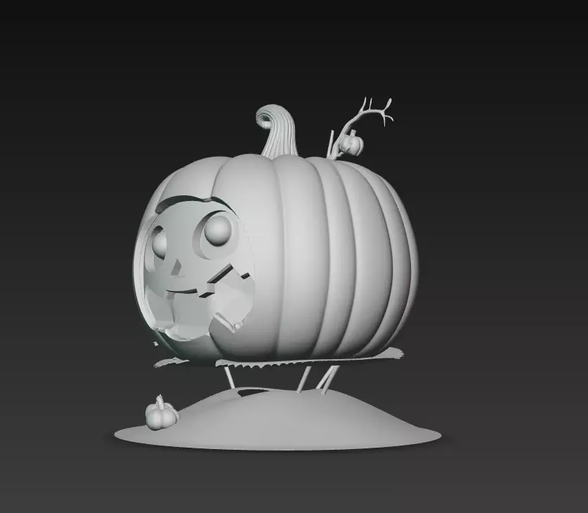 Cheerful Pumpkin Lamp - Stylized Halloween Sculpture 3D print model_7