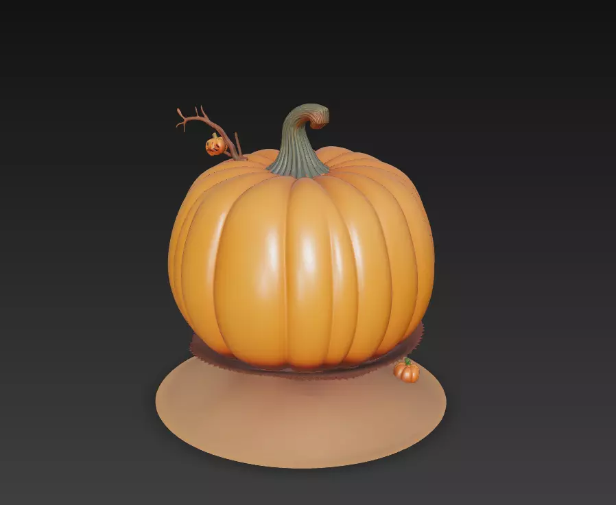 Cheerful Pumpkin Lamp - Stylized Halloween Sculpture 3D print model_5