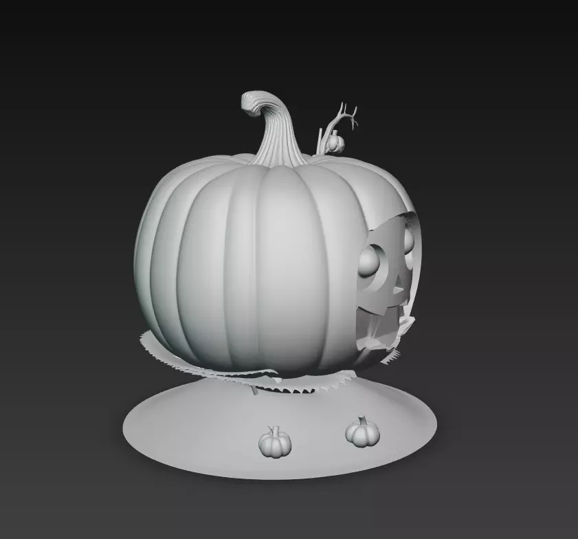 Cheerful Pumpkin Lamp - Stylized Halloween Sculpture 3D print model_8