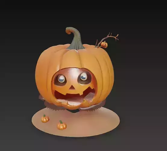 Cheerful Pumpkin Lamp - Stylized Halloween Sculpture 3D print model Cheerful Pumpkin Lamp - Stylized Halloween Sculpture 3D print model