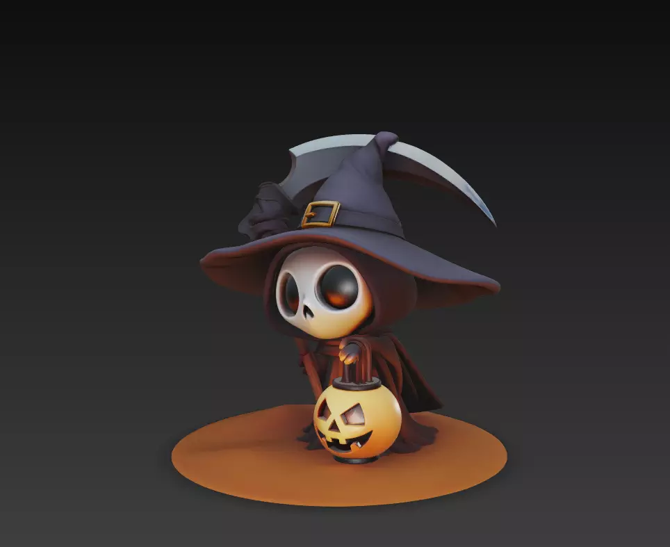 Little Reaper - Cute Halloween Skeleton Figurine 3D print model_1