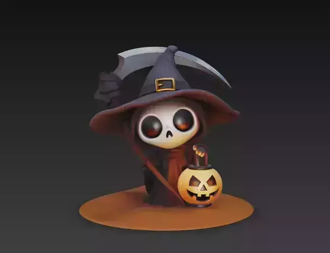 Little Reaper - Cute Halloween Skeleton Figurine 3D print model Little Reaper - Cute Halloween Skeleton Figurine 3D print model