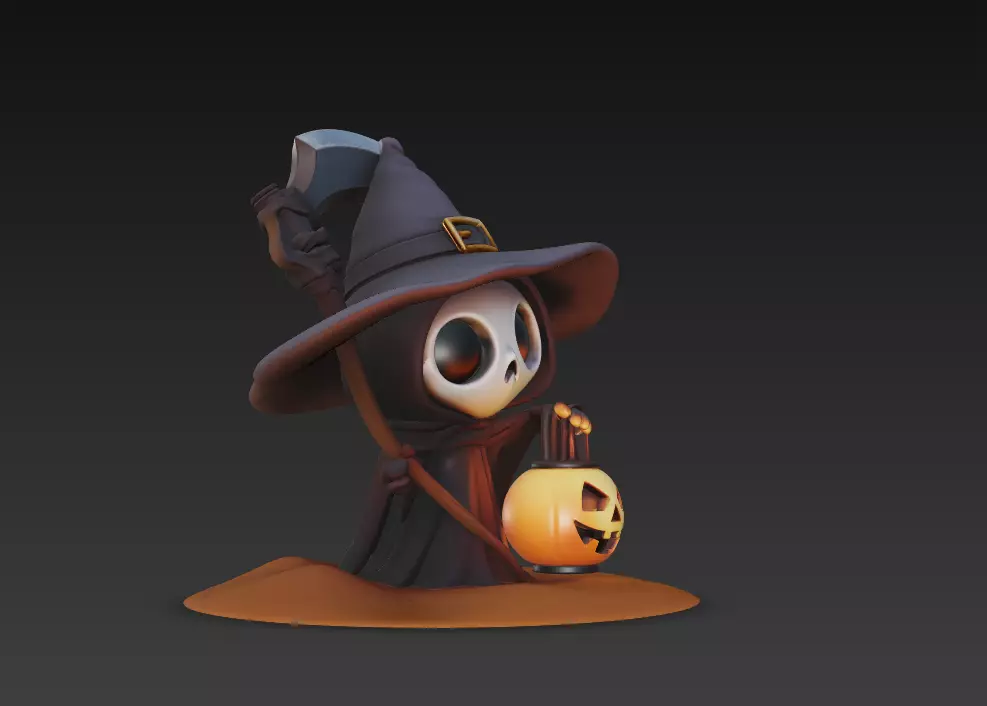 Little Reaper - Cute Halloween Skeleton Figurine 3D print model_2
