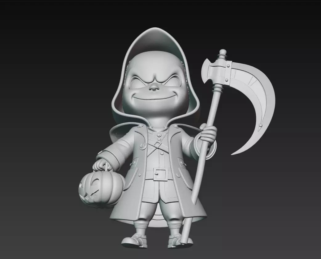 Dark Pumpkin Reaper - Stylized Halloween Character Sculpture 3D print model_6