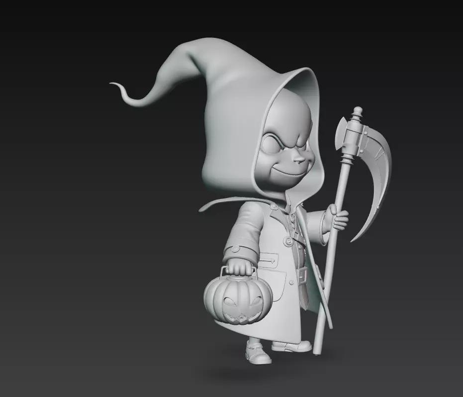 Dark Pumpkin Reaper - Stylized Halloween Character Sculpture 3D print model_5