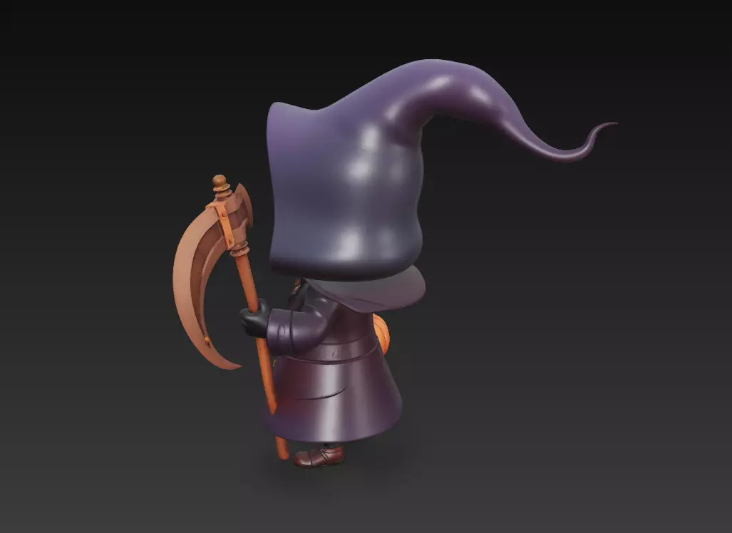 Dark Pumpkin Reaper - Stylized Halloween Character Sculpture 3D print model_1