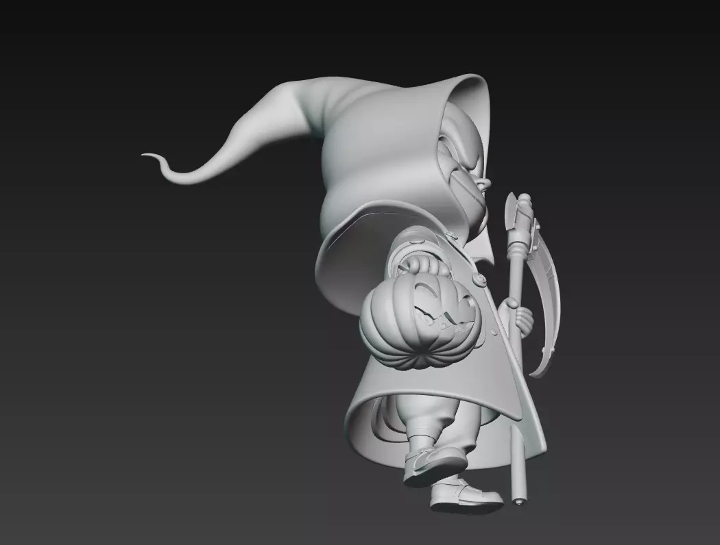 Dark Pumpkin Reaper - Stylized Halloween Character Sculpture 3D print model_9