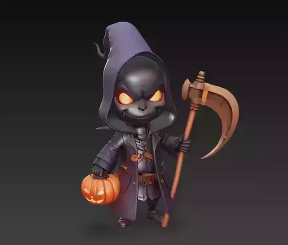 Dark Pumpkin Reaper - Stylized Halloween Character Sculpture 3D print model