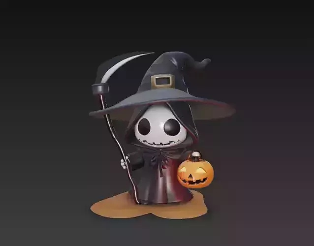 Pumpkin Reaper - Cute Halloween Skeleton Character