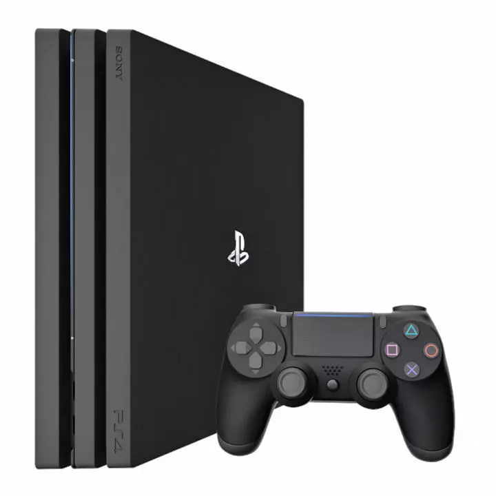Sony PlayStation 4 Pro with gamepad 3D model_0