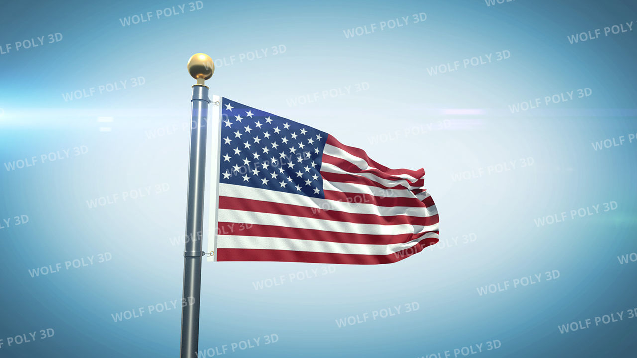 USA - Election Day Set Flag Map and Vote Box 3D model_3