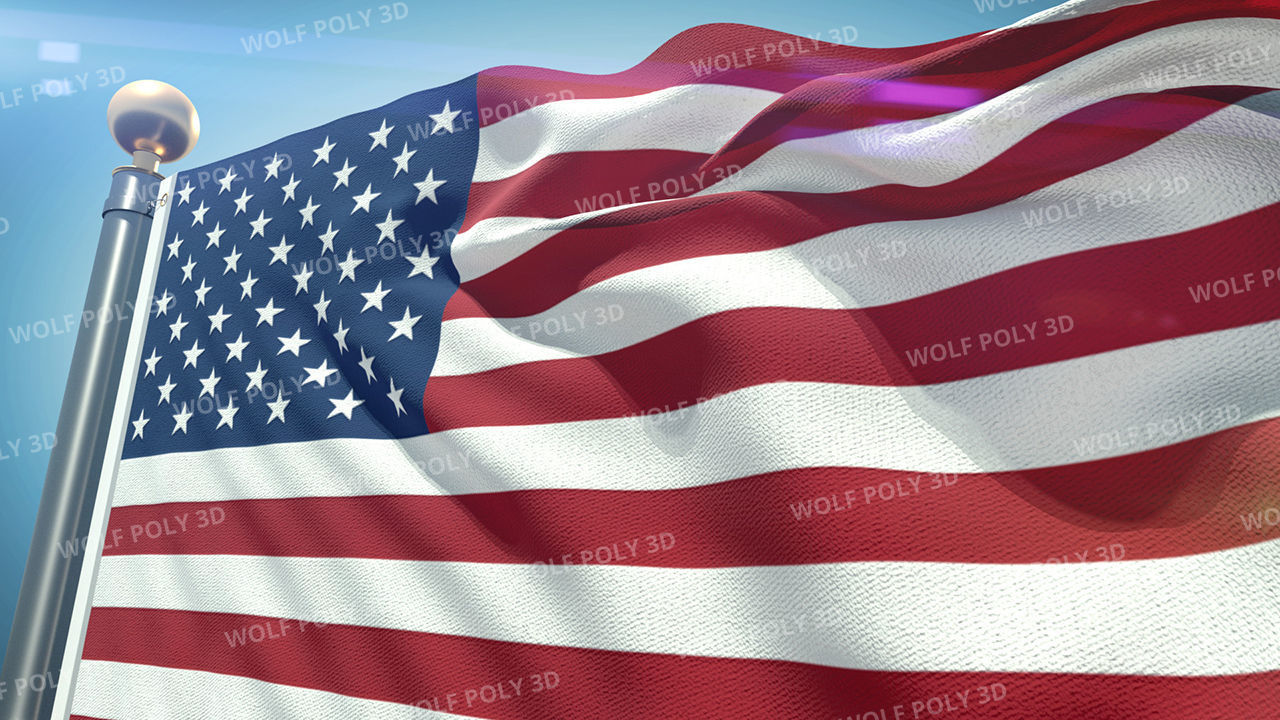 USA - Election Day Set Flag Map and Vote Box 3D model_4