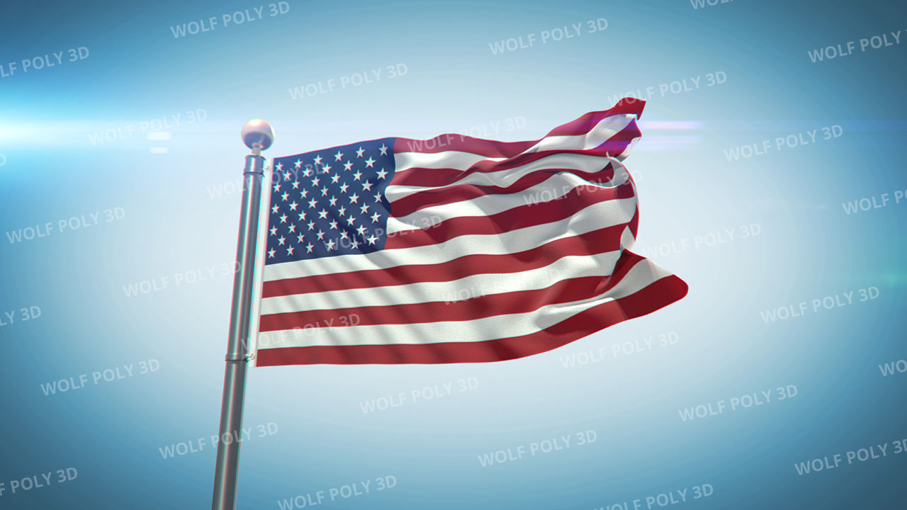 USA - Election Day Set Flag Map and Vote Box 3D model_2