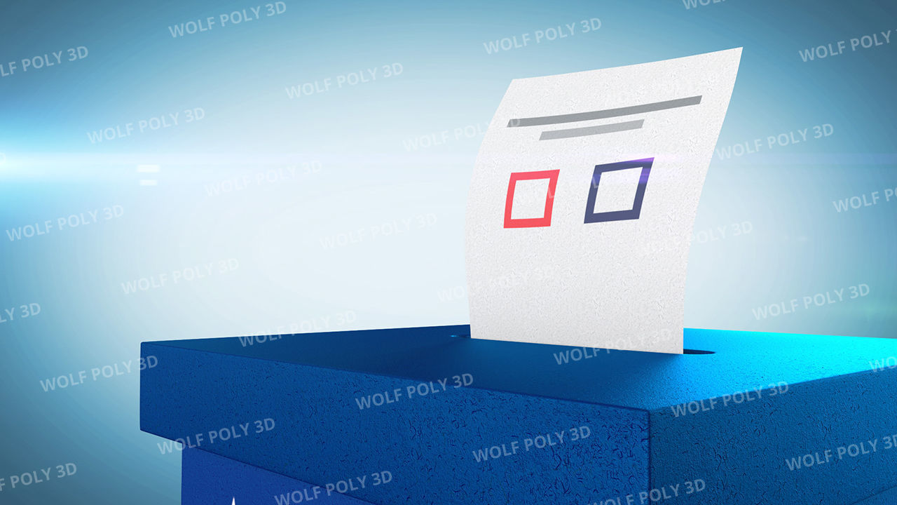 USA - Election Day Set Flag Map and Vote Box 3D model_7